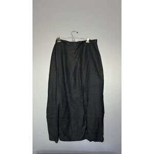 Ashley Stewart Split Hem Maxi Skirt Size 20 Black Linen Rayon Flowy Fairy Grunge
